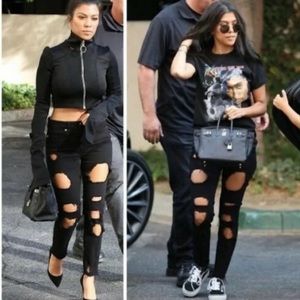 Good American Good Legs Distressed Black Skinny Jeans